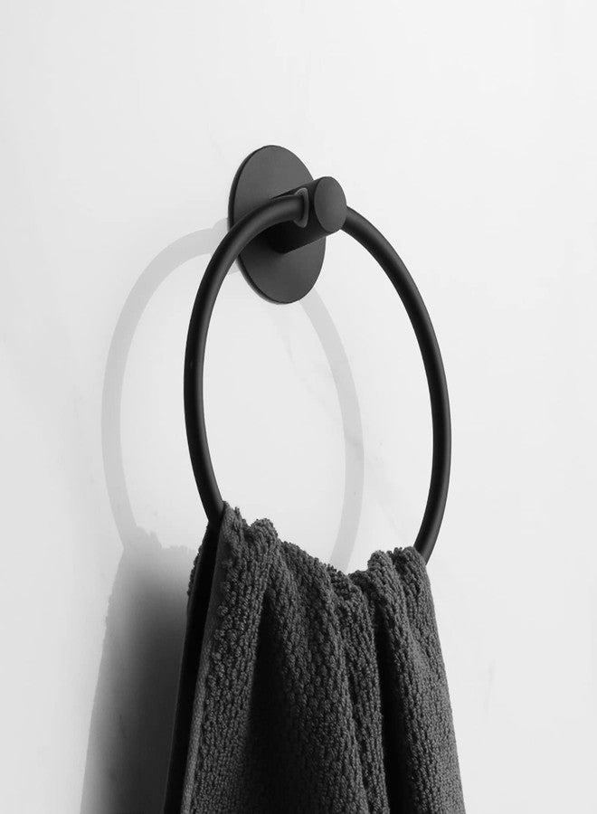 Besteffie Adhesive Towel Ring Self Adhesive Hand Towel Ring Stainless Steel Rustproof Bathroom Towel Holder Wall Mount SUS 304 Stainless Steel Matte Black,Bathroom Hand Towel Holder - Image 5
