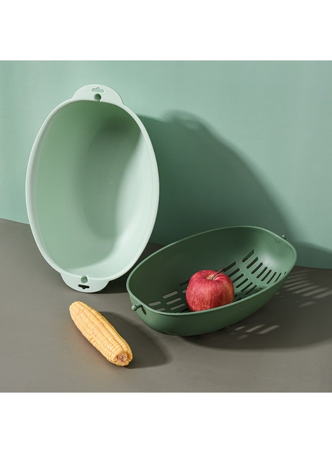 Marcolo Colander with Bowl Set – 2-in-1 Kitchen Strainer & Mixing Bowl | Light Green/Dark Green - Image 1