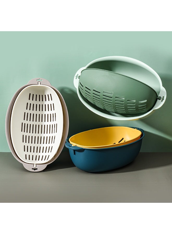 Marcolo Colander with Bowl Set – 2-in-1 Kitchen Strainer & Mixing Bowl | Light Green/Dark Green - Image 3