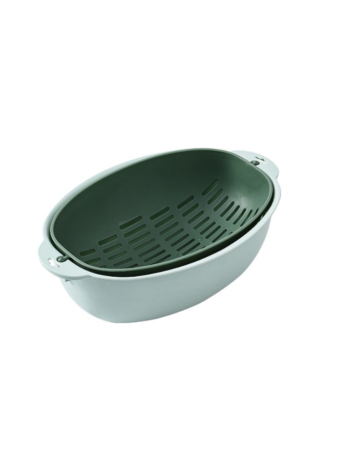 Marcolo Colander with Bowl Set – 2-in-1 Kitchen Strainer & Mixing Bowl | Light Green/Dark Green - Image 2
