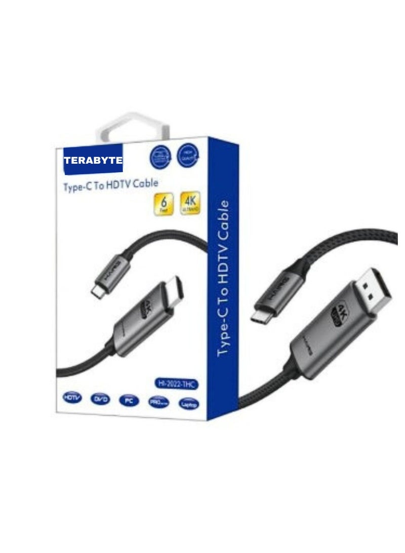 Terabyte Type C TO HDTV HDMI Cable HI-2022-THC-1.8M Type C TO HDTV HDMI Cable 1.8M 60Hz - Image 1