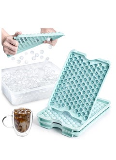 Ice Trays for Freezer, Mini Ice Cube Tray with Lid and Bin, 123*3 Pcs Small Round Ice Cube Trays Easy Release, Mini Ice Maker, Crushed Ice Tray for Chilling Coffee Drinks (3 Pack, Blue)