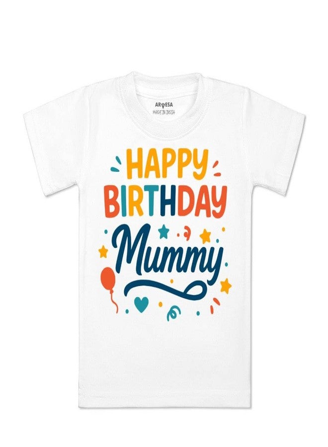 ARVESA Happy Birthday Mummy TS-2056 Family Birthday Baby Tshirt for Kids Boys & Girls Half Sleeves Round Neck Clothes Tshirt for Kids Boys 1 Months to 6 Years Dress Pink - Image 4