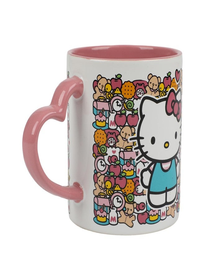 Bioworld Hello Kitty Mug with Pink Heart Shaped Handle - 16oz Ceramic Mug - Image 3