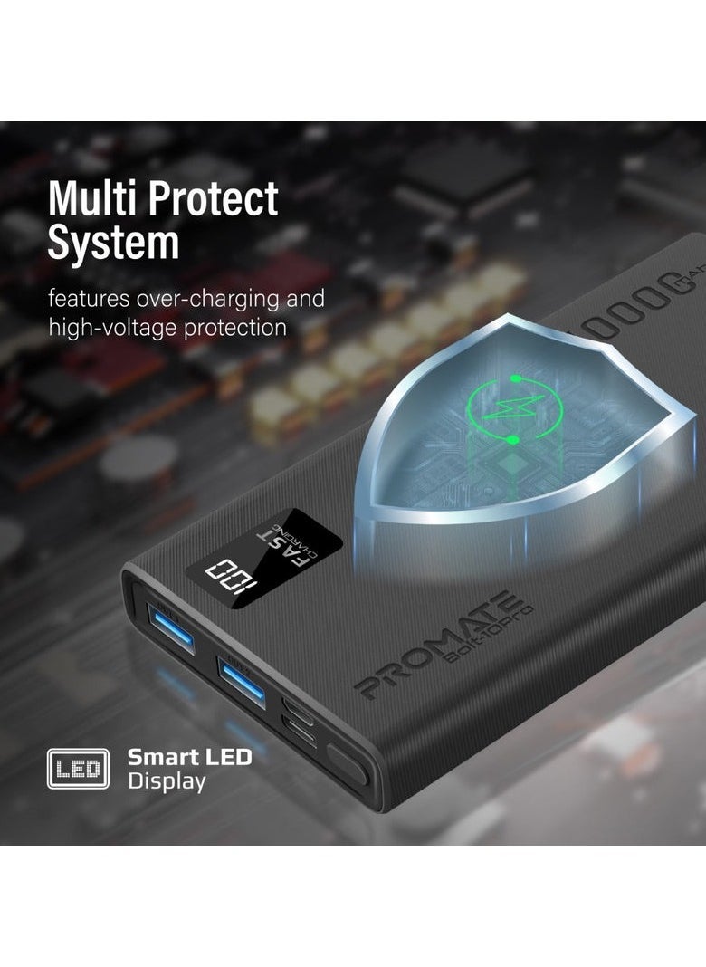 Promats Promate Bolt-10Pro 10000mAh Compact Smart Charging Power Bank with Dual USB-A & USB-C Output  - Image 4