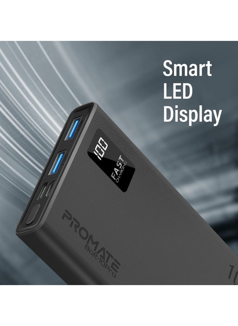 Promats Promate Bolt-10Pro 10000mAh Compact Smart Charging Power Bank with Dual USB-A & USB-C Output  - Image 2
