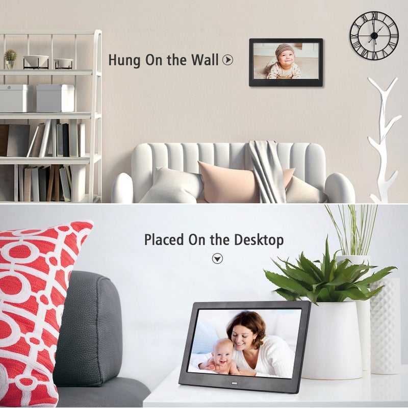 10.1 Inch Digital Photo Frame Desktop Electronic Album IPS Screen Photo/ Video/ Music/ Clock/ Calendar Functions with Backside Stand Remote Control - Image 2