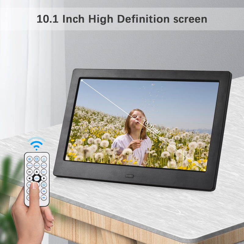 10.1 Inch Digital Photo Frame Desktop Electronic Album IPS Screen Photo/ Video/ Music/ Clock/ Calendar Functions with Backside Stand Remote Control - Image 4