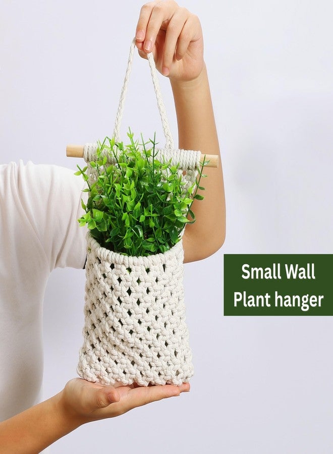 Shineloha 2 Packs Macrame Wall Planters with Artificial Eucalyptus | Macrame Plant Hanger, Wall Plant Holders for Boho, Bathroom, Bedroom & Wall Hanging Decor - Image 2