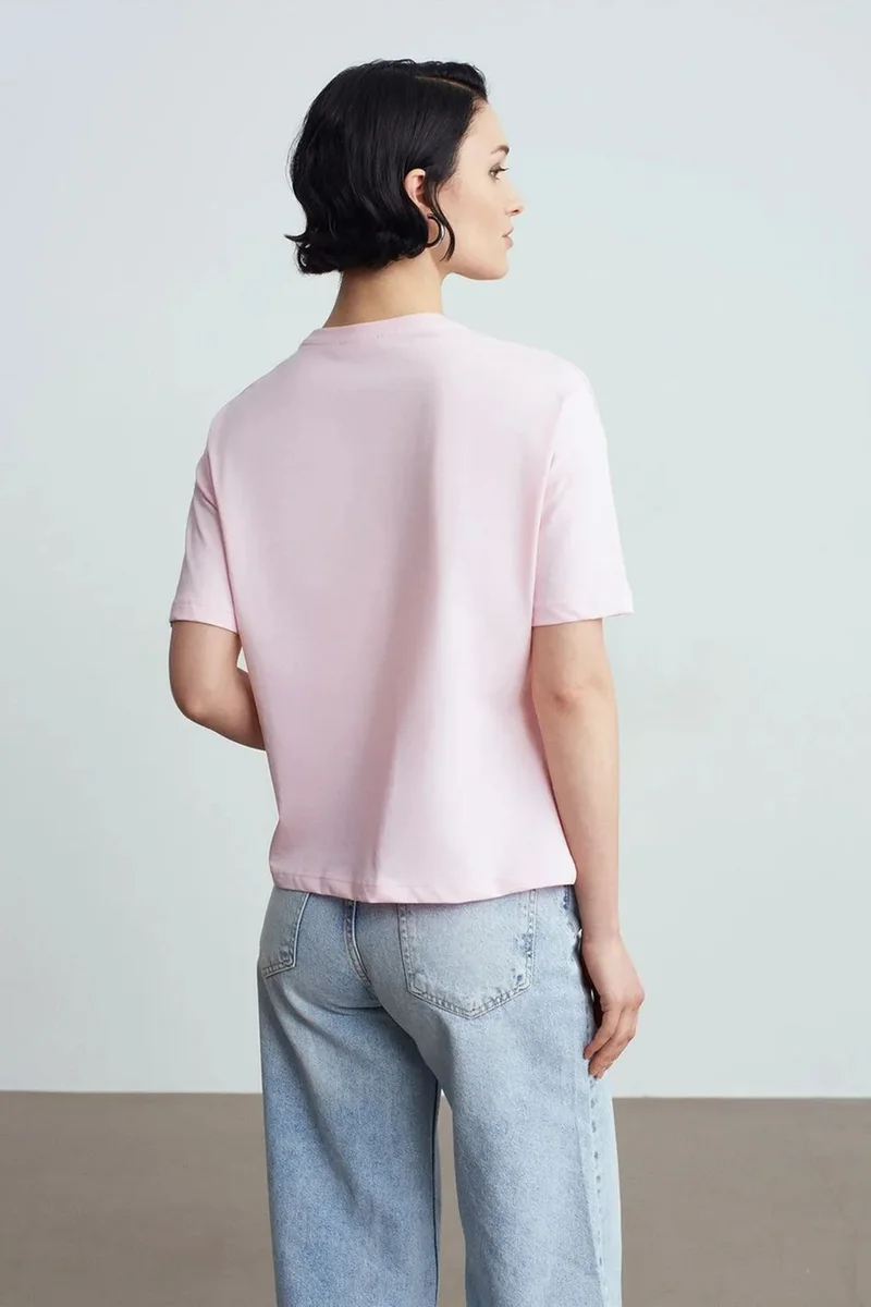 Dilvin Blush Pink DILVIN Women's Cotton Crew Neck T-Shirt for Women | Best Price UAE