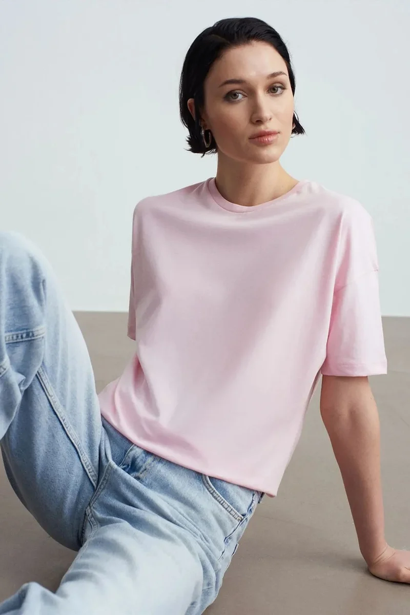 Dilvin Blush Pink DILVIN Women's Cotton Crew Neck T-Shirt for Women | Best Price UAE