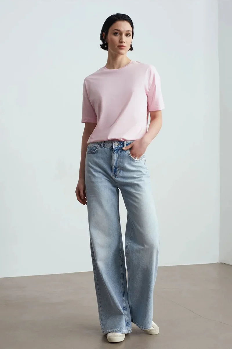 Dilvin Blush Pink DILVIN Women's Cotton Crew Neck T-Shirt for Women | Best Price UAE
