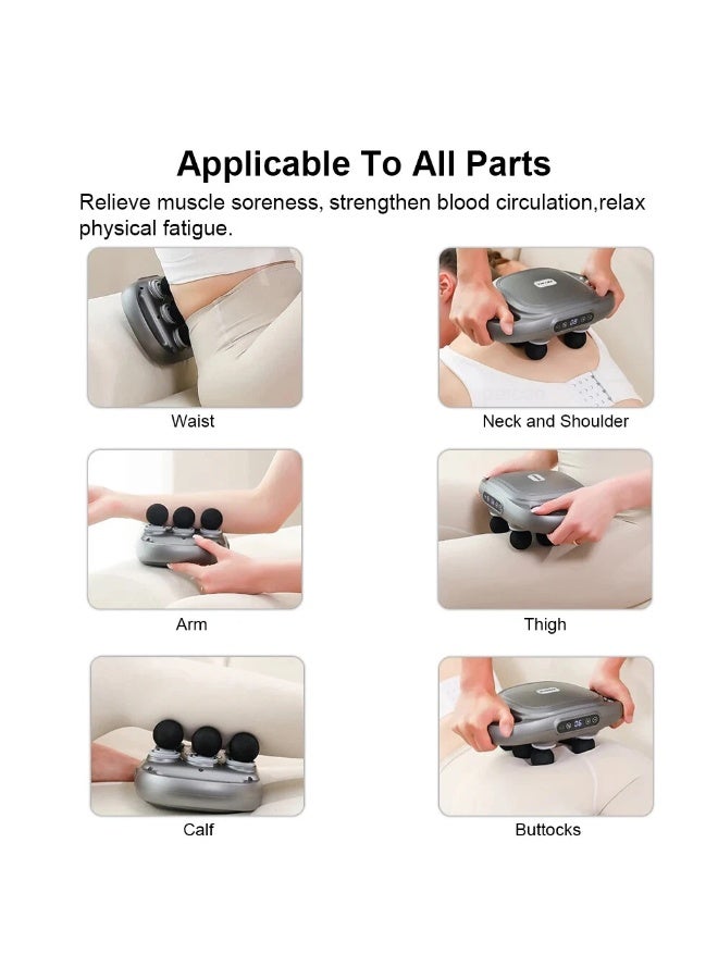 XiuWoo Professional Electric 6 Heads Deep Tissue Massage Gun, Portable Handheld Muscle Massager Gun, Full Body Massager Device, Muscle Relaxation Vibrator For Back, Neck with 9 Speed Adjustable, 9 Modes - Image 4