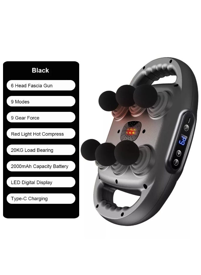 XiuWoo Professional Electric 6 Heads Deep Tissue Massage Gun, Portable Handheld Muscle Massager Gun, Full Body Massager Device, Muscle Relaxation Vibrator For Back, Neck with 9 Speed Adjustable, 9 Modes - Image 5