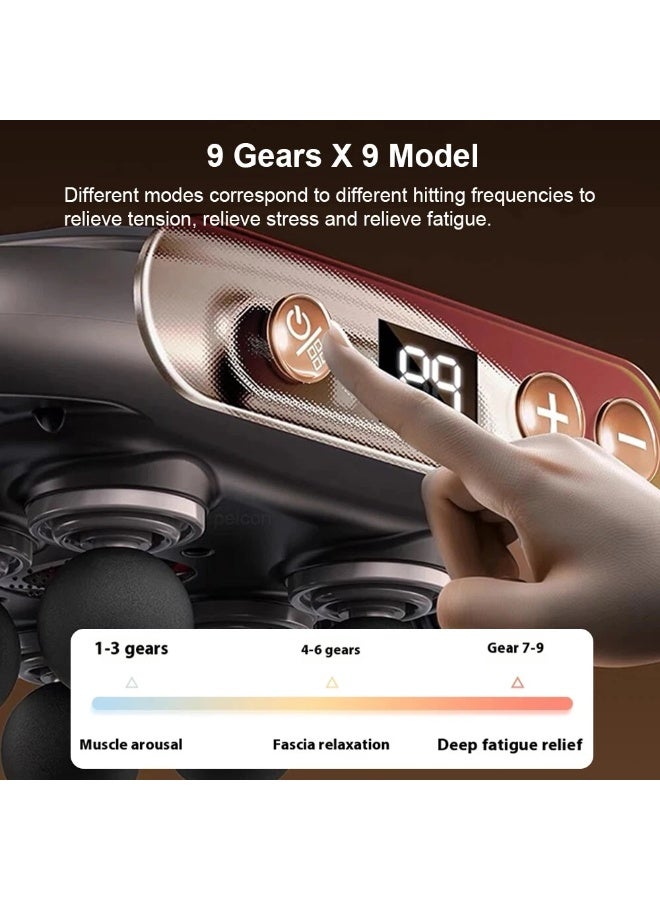 XiuWoo Professional Electric 6 Heads Deep Tissue Massage Gun, Portable Handheld Muscle Massager Gun, Full Body Massager Device, Muscle Relaxation Vibrator For Back, Neck with 9 Speed Adjustable, 9 Modes - Image 3