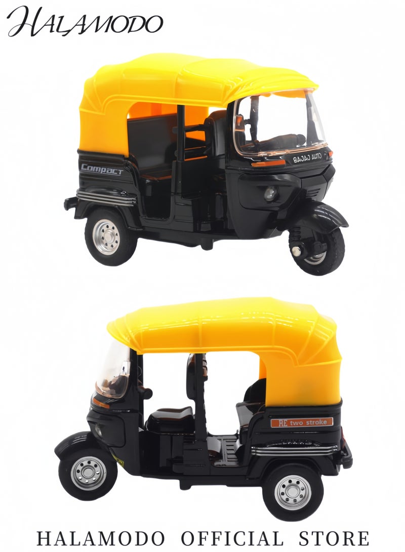 هالامودو ألعاب شاحنة سيارة للأطفال، لعبة دراجة ثلاثية العجلات، لعبة سيارة توك توك من سبائك عالية المحاكاة، لعبة عربة ريكشا آلية، لعبة شاحنات مصبوبة، لعبة مركبة للأطفال، هدايا - Image 5