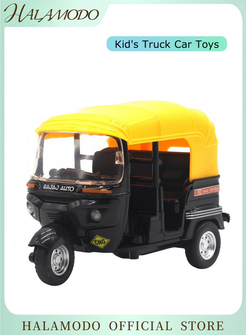 هالامودو ألعاب شاحنة سيارة للأطفال، لعبة دراجة ثلاثية العجلات، لعبة سيارة توك توك من سبائك عالية المحاكاة، لعبة عربة ريكشا آلية، لعبة شاحنات مصبوبة، لعبة مركبة للأطفال، هدايا - Image 1