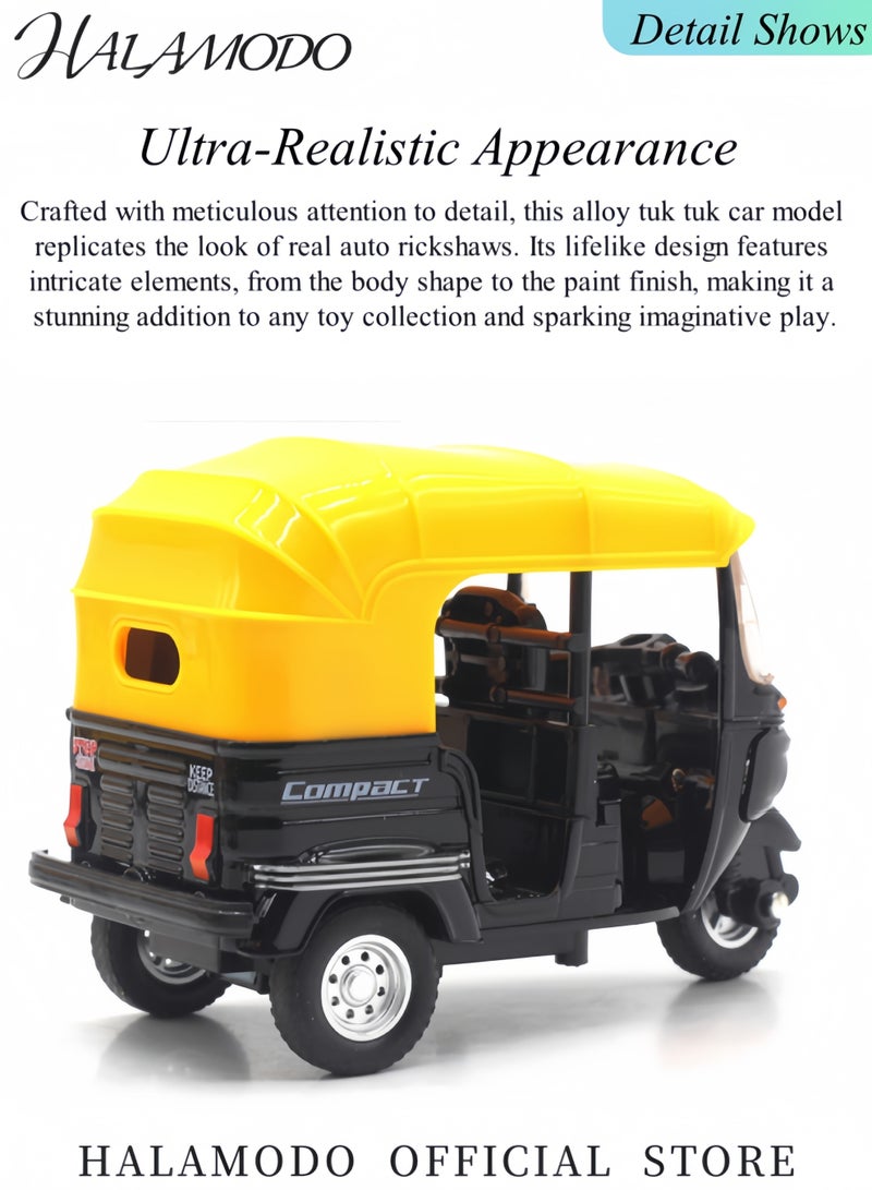 هالامودو ألعاب شاحنة سيارة للأطفال، لعبة دراجة ثلاثية العجلات، لعبة سيارة توك توك من سبائك عالية المحاكاة، لعبة عربة ريكشا آلية، لعبة شاحنات مصبوبة، لعبة مركبة للأطفال، هدايا - Image 3