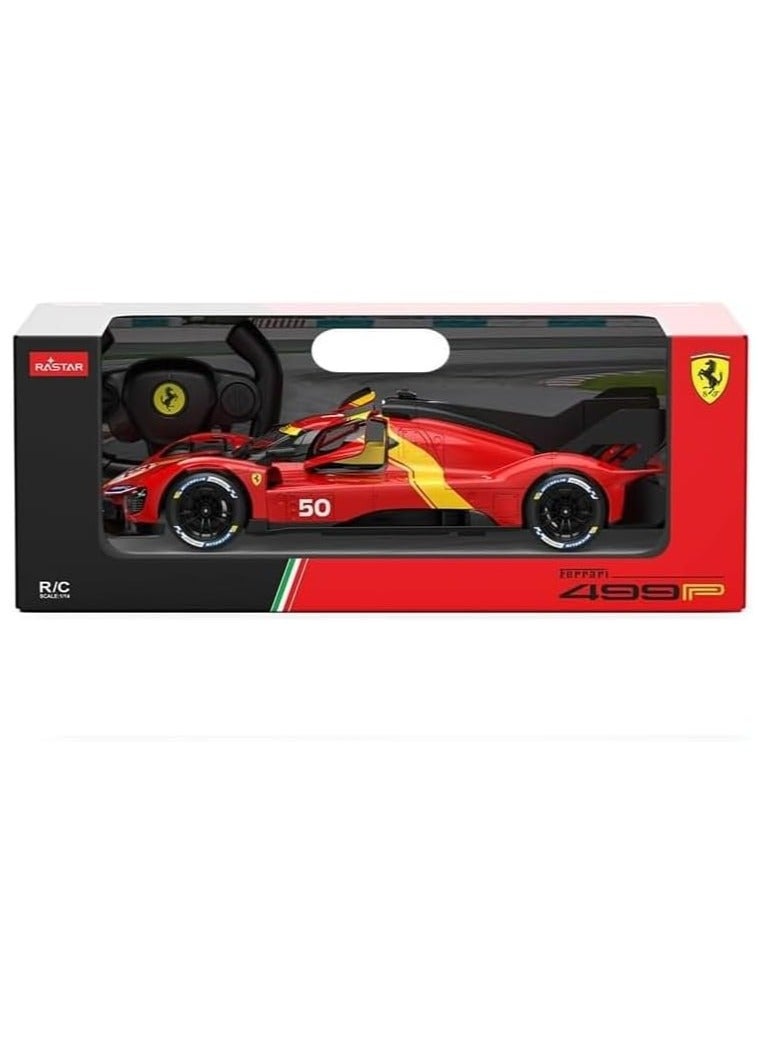 RASTAR 1/14 Scale Ferrari 499P #50 Le Mans Champion Remote Control Car – Official Licensed RC Model with LED Lights, Manual Opening Doors, Dual-Grip Controller – 2.4GHz – Metallic Red - Image 2