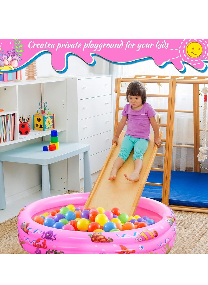 Yoawllty - Swimming Pools for Kids, Round Inflatable Swimming Pool, Portable Children Cartoon Ocean Pool with Little Pump,Kiddie Paddling Pool for Home Outdoor(Pink) - Image 1