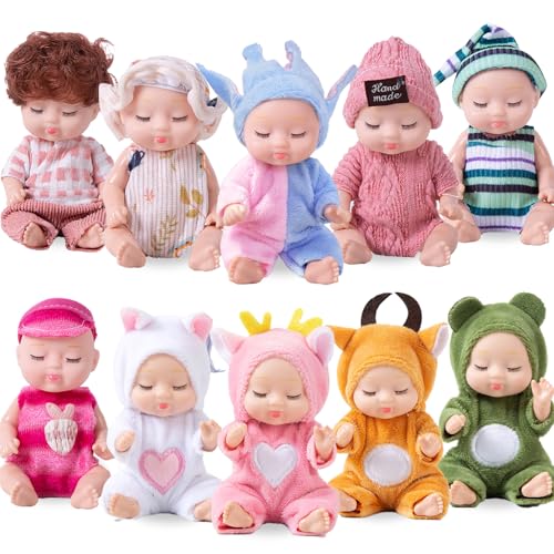 Haawooky 10 Pcs Mini Baby DollsCute Tiny Baby Doll Gifts for KidsLifelike Realistic Small Baby Dolls for Girls Boys and Kids Big Easter Birthday Gift - Image 1
