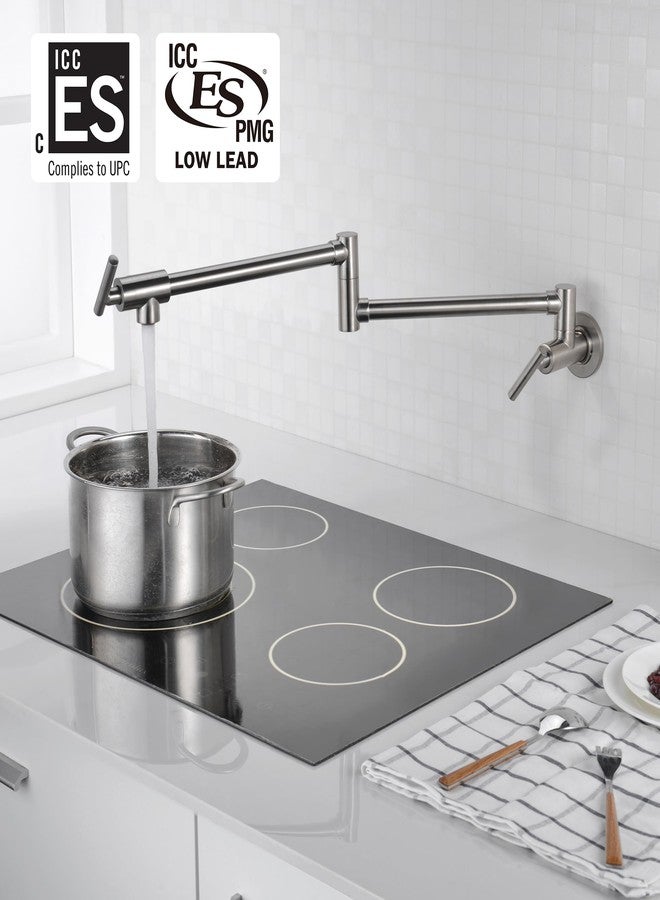 SUMERAIN Pot Filler Faucet Wall Mount,Brushed Nickel Finish and Dual Swing Joints Design - Image 2