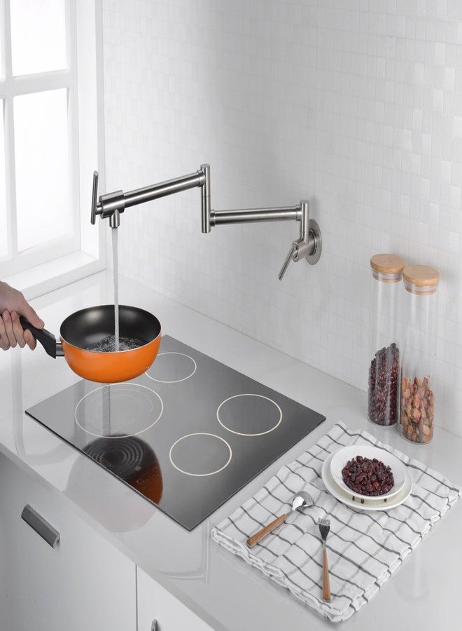 SUMERAIN Pot Filler Faucet Wall Mount,Brushed Nickel Finish and Dual Swing Joints Design - Image 3