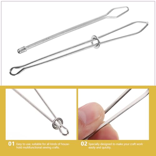 HEALLILY Drawstring Threader Easy Pull Bodkin Threader with for Elastic Threading Yarn 2Pcs (Silver) - Image 5