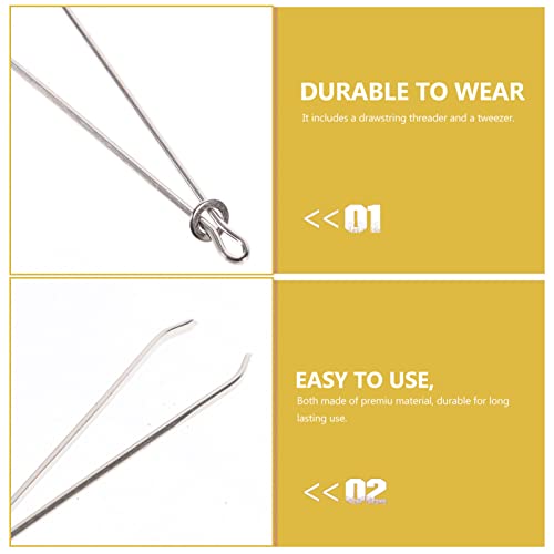 HEALLILY Drawstring Threader Easy Pull Bodkin Threader with for Elastic Threading Yarn 2Pcs (Silver) - Image 2
