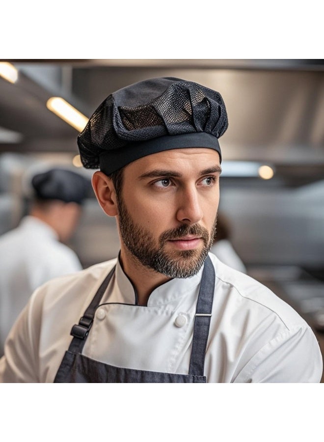 4 Pack Chefs Hat Adjustable Kitchen Cooking Chefs Cap Food Service Hair Nets Mesh Cooking Hats Restaurant Beanie - Image 3