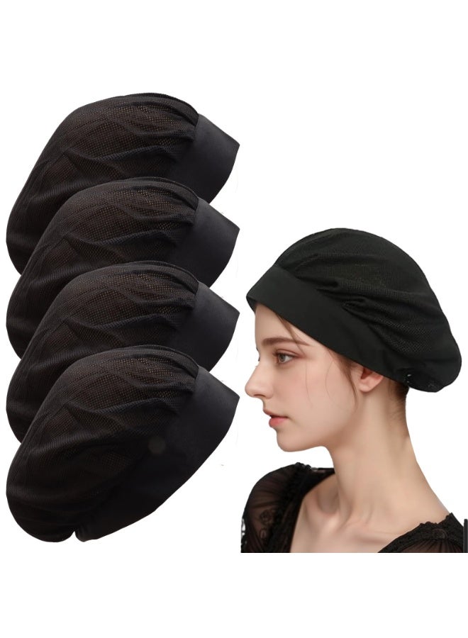 4 Pack Chefs Hat Adjustable Kitchen Cooking Chefs Cap Food Service Hair Nets Mesh Cooking Hats Restaurant Beanie - Image 1