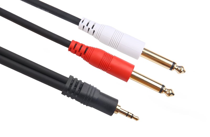 Devinal 1/8 inch Male Stereo to Dual 1/4 Mono Male Audio Cable, 3.5mm TRS to Dual 6.35mm TS Y Splitter Breakout Cord, Gold Plated Heavy Duty Durable 15 Feet - Image 4