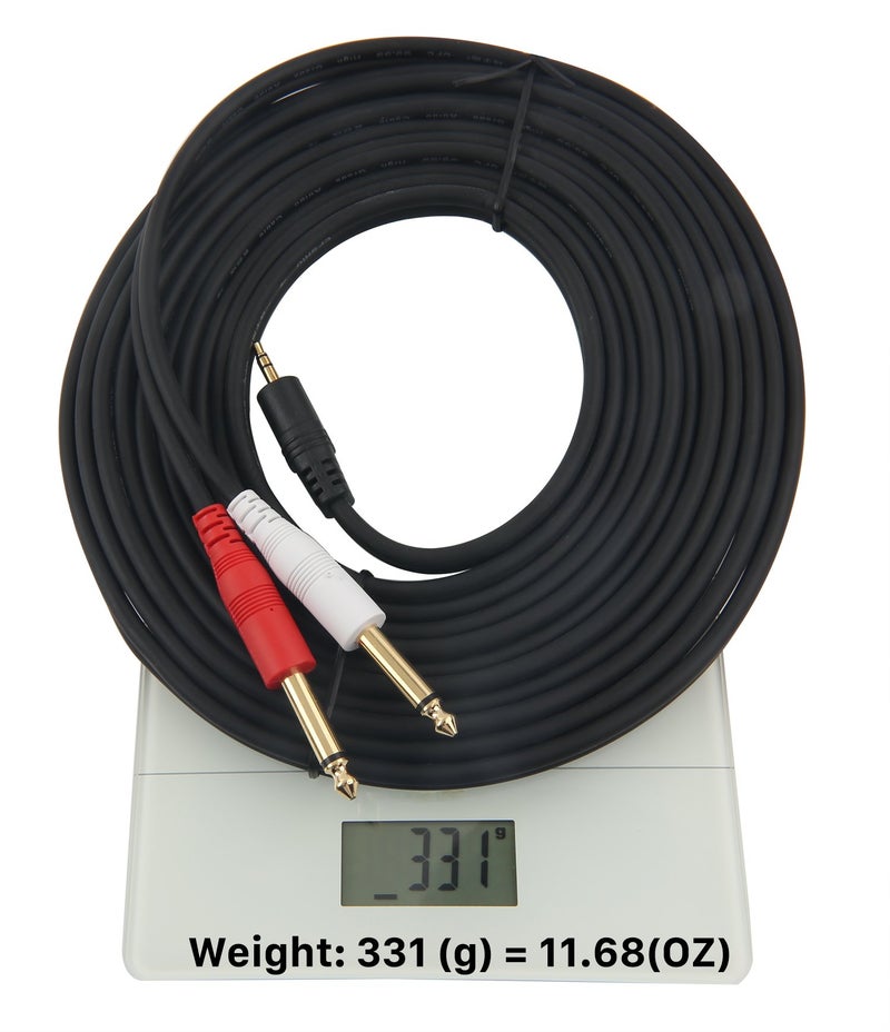 Devinal 1/8 inch Male Stereo to Dual 1/4 Mono Male Audio Cable, 3.5mm TRS to Dual 6.35mm TS Y Splitter Breakout Cord, Gold Plated Heavy Duty Durable 15 Feet - Image 5