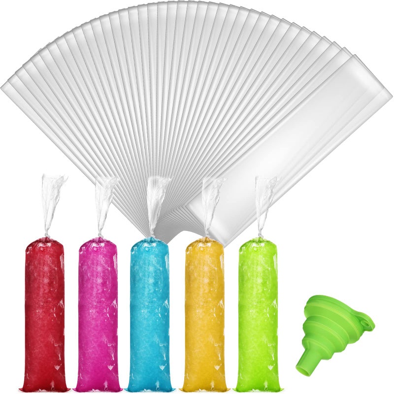 Yexiya Yexiya Ice Lolly Bags Plastic Ice Cream Mold Bags Disposable Freeze Juice DIY Lolly Pouch with Silicone Funnel for Making Yogurt Candy 28 x 13 Inch400 Pcs 