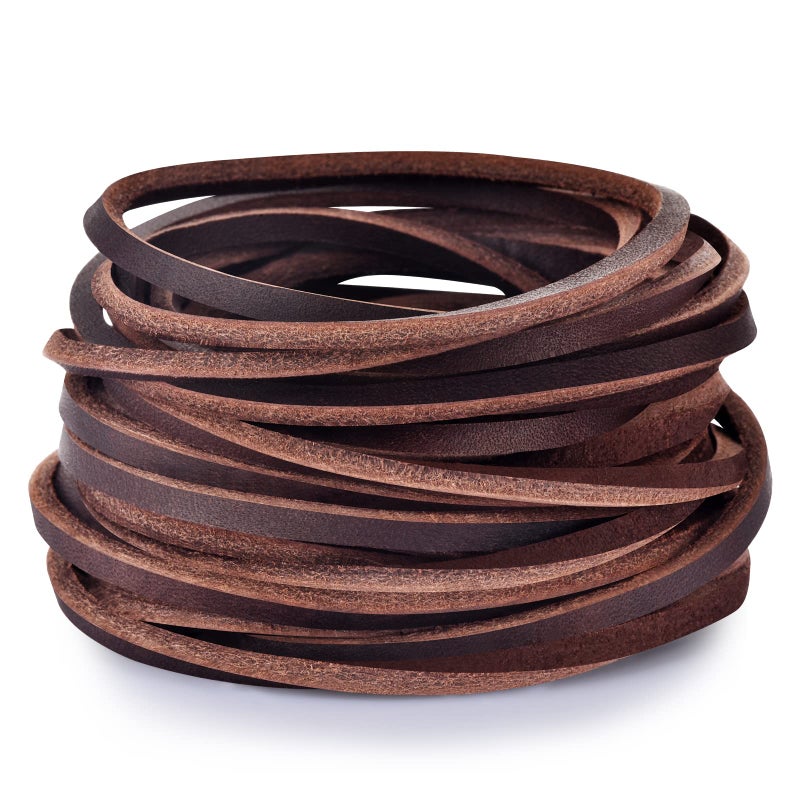TeeLiy 3mm Flat Genuine Leather Cord Leather Lace Strip Cord Braiding String for Jewelry Making Leather Shoe Lace Arts Crafts Light Brown Alum_5 Yards