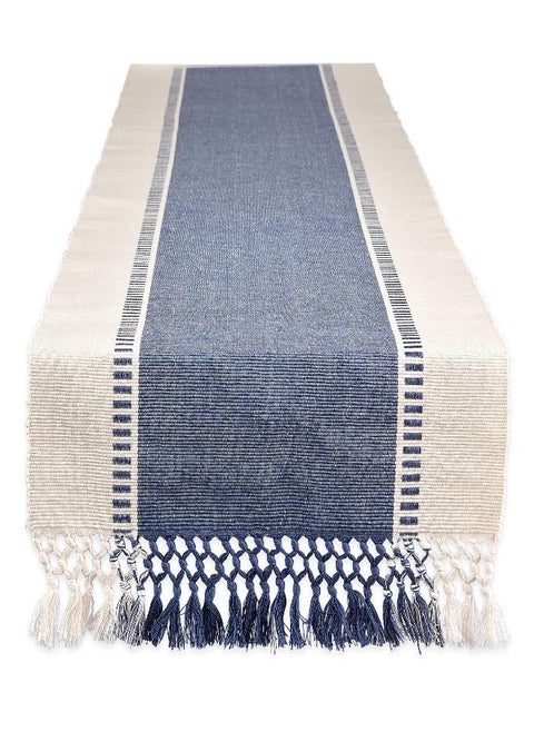 DII Dobby Stripe Woven Table Runner, 13x108-inch, French Blue