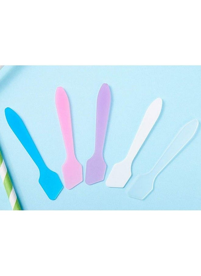 ericotry 100Pcs Disposable Plastic Mini Cosmetic Spatula Scoop Cosmetic Skin Care Facial Cream Spatulas For Mixing And Sampling (Pink)  - Image 4