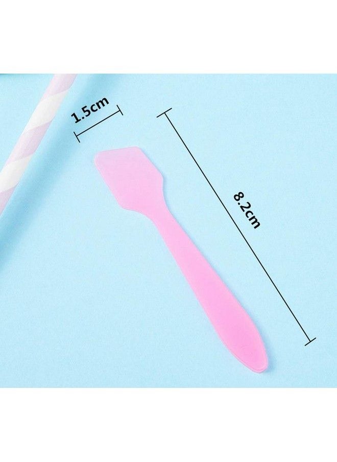 ericotry 100Pcs Disposable Plastic Mini Cosmetic Spatula Scoop Cosmetic Skin Care Facial Cream Spatulas For Mixing And Sampling (Pink)  - Image 3