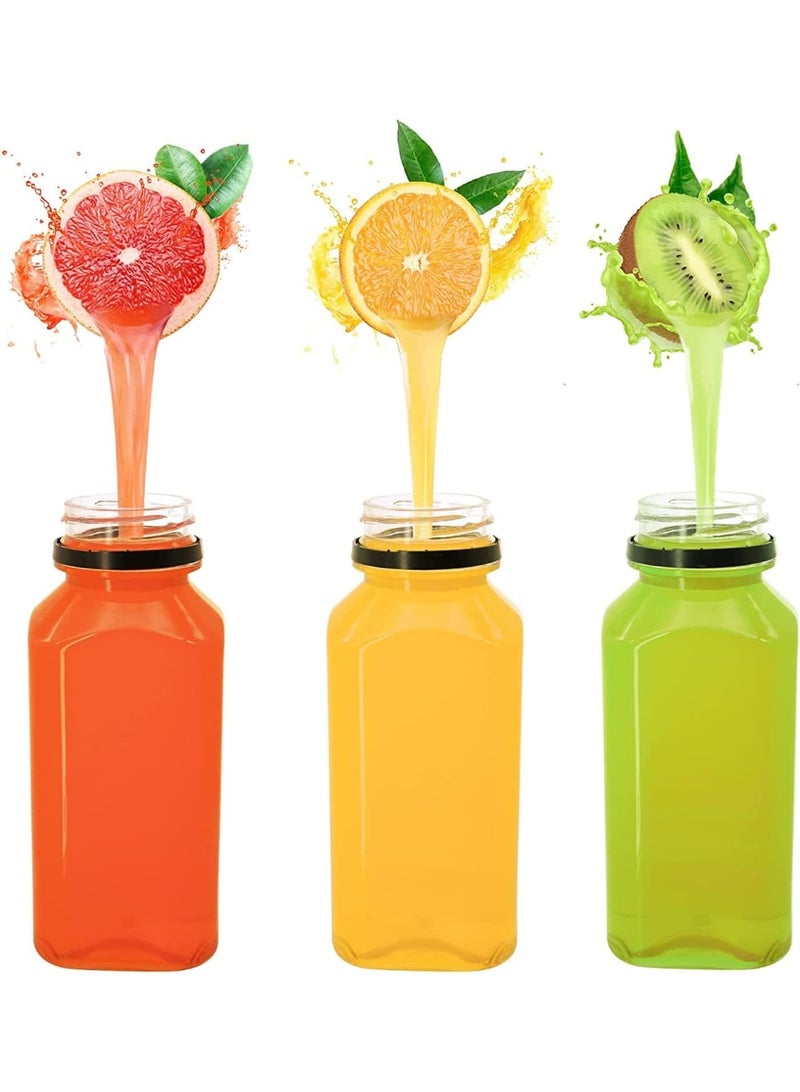 500ml Plastic Juice Bottles with Caps, Empty Clear with Black Clear Caps for Juice, Smoothies and Other Drinks, Pack of 12 Bottles - Image 2