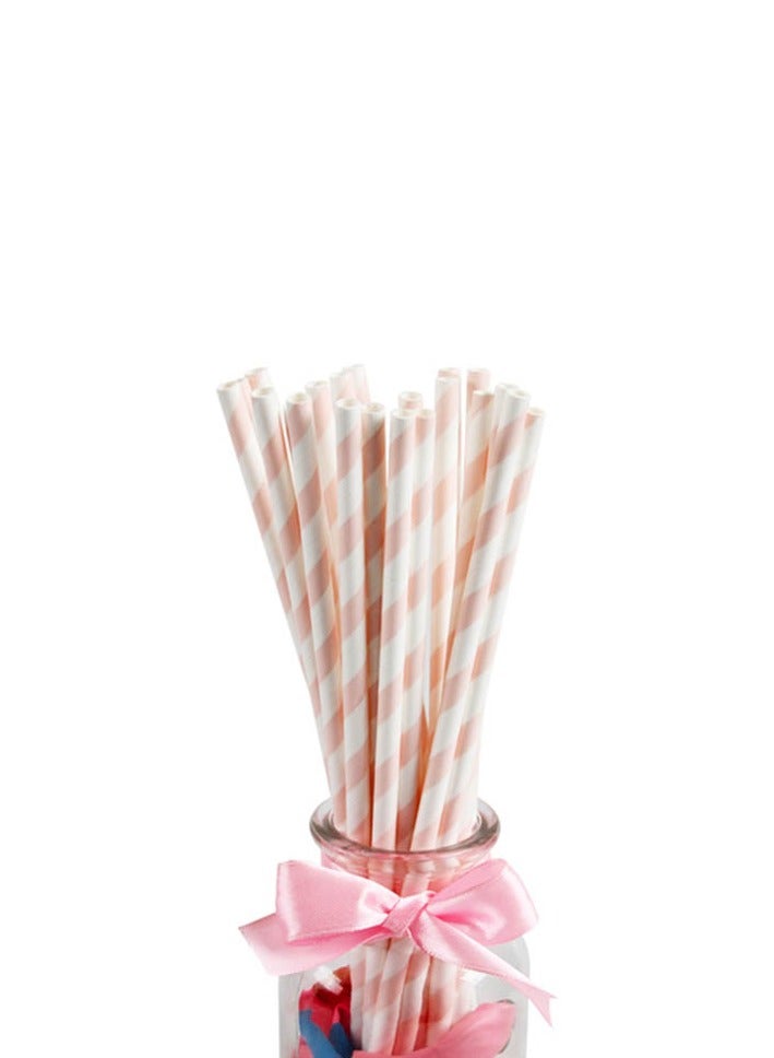 vsell24 Eco-Friendly Light Pink Paper Straws (100pc) - Biodegradable, Durable, and Stylish - Image 2