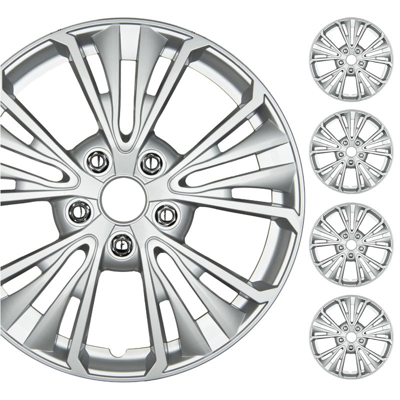 BDK 16 Inch Hubcaps Set of 4  OEM Replacement SnapOn Wheel Rim Covers  Universal Fit Car Wheel Cover for Cars Trucks SUV Vans Durable ABS 5Spoke Silver HubCap Car Accessories Exterior - Image 2
