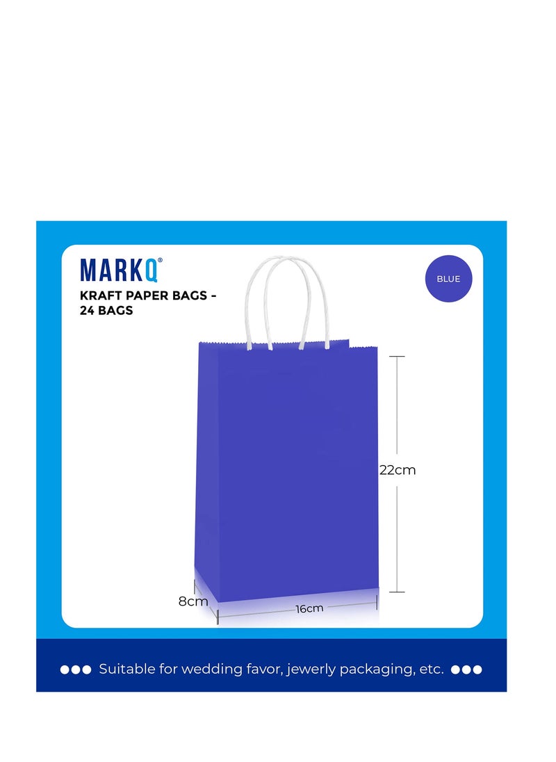 MARKQ [عبوة مكونة من 24] كيس ورق كرافت (أزرق، 22 × 16 × 8 سم)  - Image 1