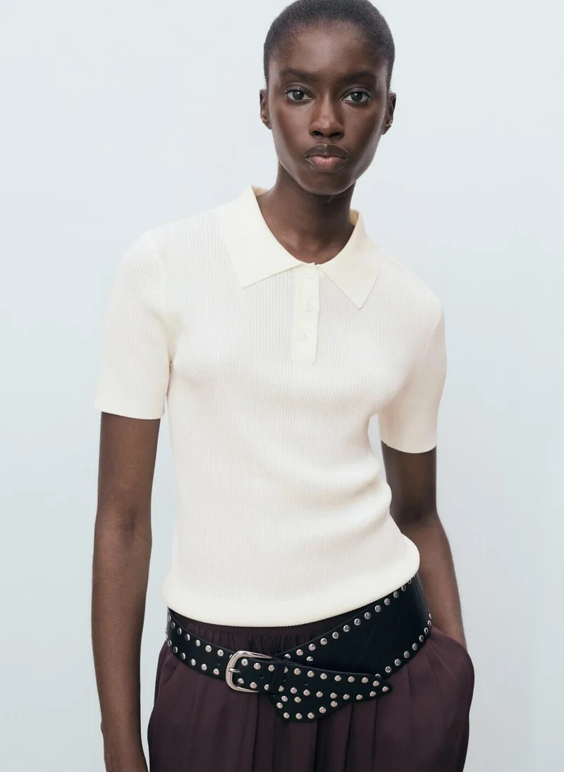 مانجو Short-sleeved polo-neck sweater