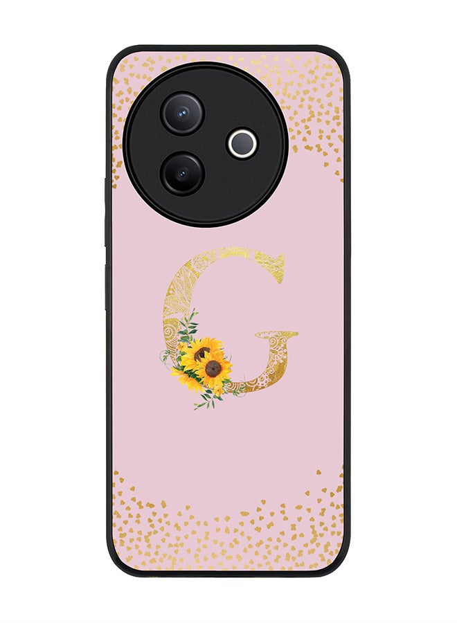 Stylizedd For Vivo Y39 5G / vivo Y300i 5G Case,Slim fit Camera Protection, Shockproof Thin Phone cover  - Custom Floral Monogram - G  (Pink ) - Image 1