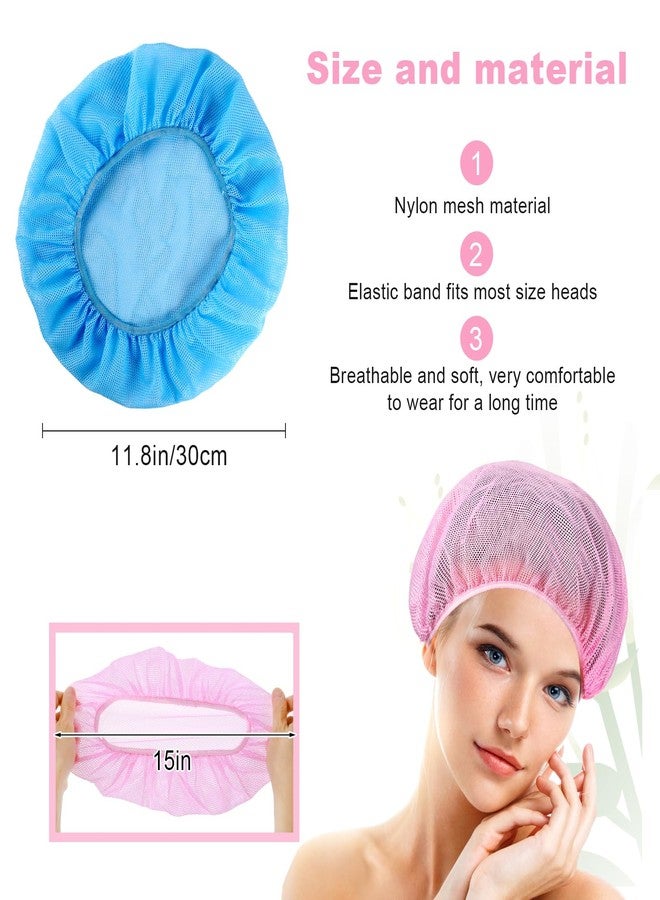 Dimeho 4 Pcs Mesh Sleep Bonnets Night Sleep Cap Hair Net for Sleeping Wig Cap Sleep Caps for Women(Pink/Black (US, Alpha (Alpha), One Size, Pink/White/Light Blue/Navy/Coffee/Black) - Image 2