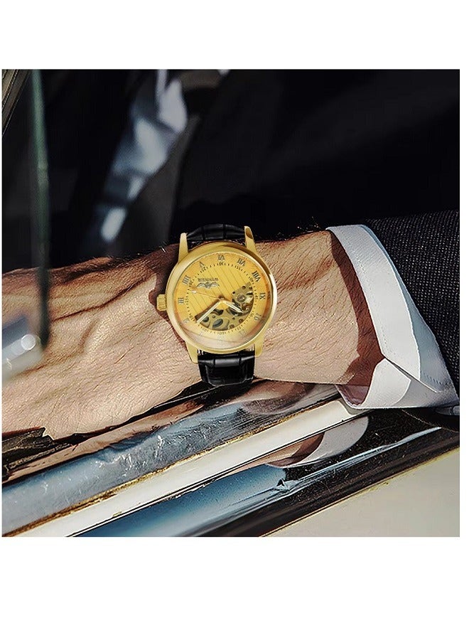 Winner Classic Skeleton Mechanical Watches for Men Top Brand Vintage Leather Strap Luxury Watch Luminous Indicators Male Watch 2025 - Image 2