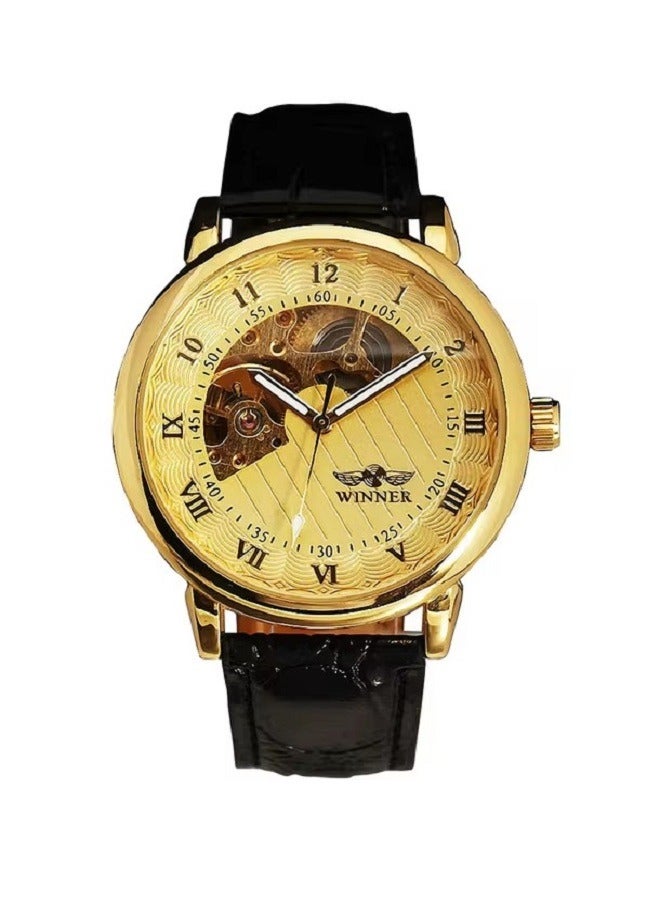 Winner Classic Skeleton Mechanical Watches for Men Top Brand Vintage Leather Strap Luxury Watch Luminous Indicators Male Watch 2025 - Image 5