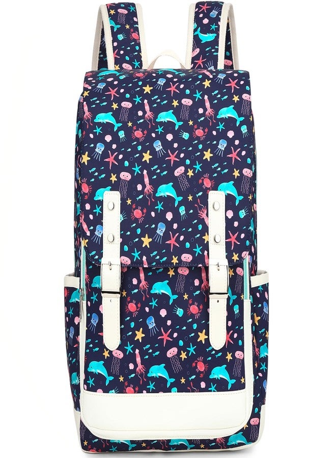 Leaper Cute Dolphin Backpack for School Laptop Backpack Water-Resistant Kids Backpack for Girl Back Pack Daypack Travel Shoulder Bag Satchel Dark Blue - Image 2