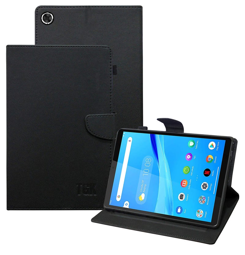 TGK Leather Flip Stand Cover with TPU Back Case for Lenovo Tab M7 Case 2nd Gen & 3rd Gen Model TB-7305F, TB-7305I, TB-7305X, TB-7306X 7 inch Tablet - Black - Image 1