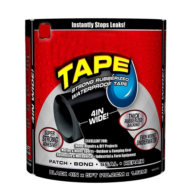 NOBILEA NOBILEA Waterproof Tape for Stop Leak Water Tank LeakageKitchen SinkToilet TubBlack 4 x 5 